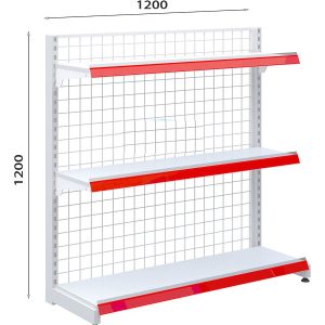 kệ siêu thị đơn lưng lưới 120 x 120cm